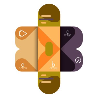 Infographics seçeneği ve adım adım içinde yuvarlak kareler, grafik, grafik, diyagram seçenekleri, parçalar, süreçleri ile unsuru