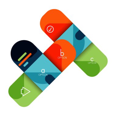 Infographics seçeneği ve adım adım içinde yuvarlak kareler, grafik, grafik, diyagram seçenekleri, parçalar, süreçleri ile unsuru