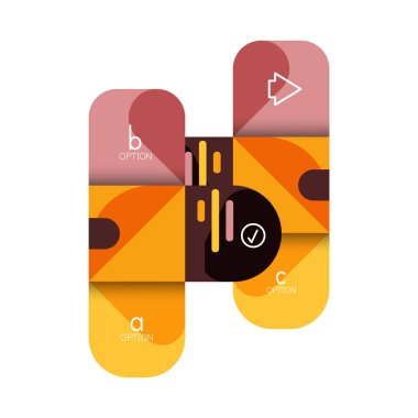 Infographics seçeneği ve adım adım içinde yuvarlak kareler, grafik, grafik, diyagram seçenekleri, parçalar, süreçleri ile unsuru