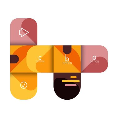 Infographics seçeneği ve adım adım içinde yuvarlak kareler, grafik, grafik, diyagram seçenekleri, parçalar, süreçleri ile unsuru