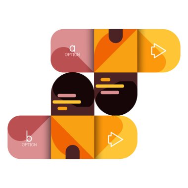 Infographics seçeneği ve adım adım içinde yuvarlak kareler, grafik, grafik, diyagram seçenekleri, parçalar, süreçleri ile unsuru