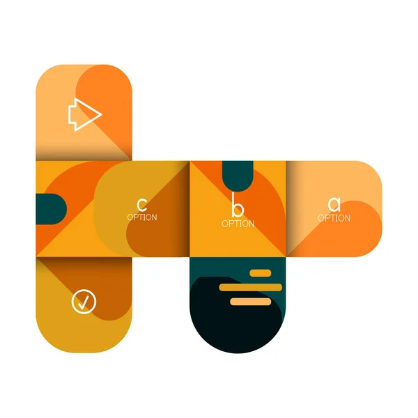 Infografik Option und Schritt für Schritt in abgerundeten Quadraten, Element von Diagramm, Diagramm, Diagramm mit Optionen, Teilen, Prozessen — Stockvektor