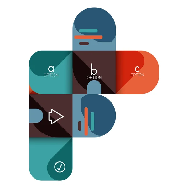 Infografik Option und Schritt für Schritt in abgerundeten Quadraten, Element von Diagramm, Diagramm, Diagramm mit Optionen, Teilen, Prozessen — Stockvektor