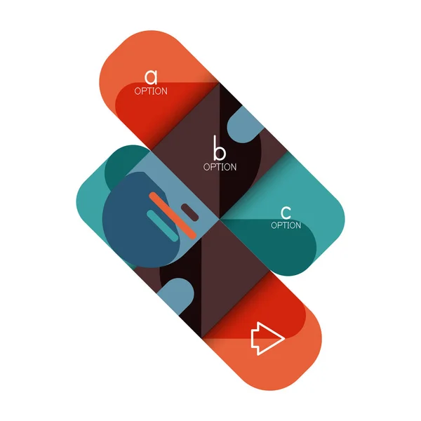 Infographie option et étape par étape dans les carrés arrondis, élément du graphique, graphique, diagramme avec options, pièces, processus — Image vectorielle