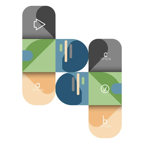 Infografik Option und Schritt für Schritt in abgerundeten Quadraten, Element von Diagramm, Diagramm, Diagramm mit Optionen, Teilen, Prozessen — Stockvektor