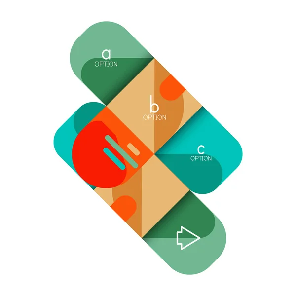 Infographie option et étape par étape dans les carrés arrondis, élément du graphique, graphique, diagramme avec options, pièces, processus — Image vectorielle