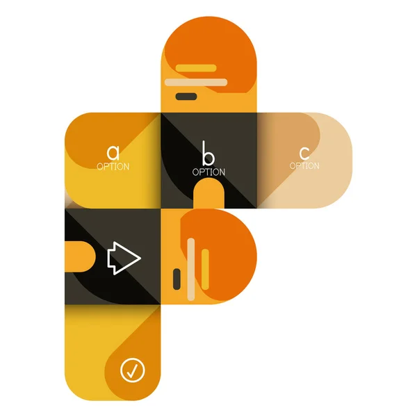 Infografik Option und Schritt für Schritt in abgerundeten Quadraten, Element von Diagramm, Diagramm, Diagramm mit Optionen, Teilen, Prozessen — Stockvektor