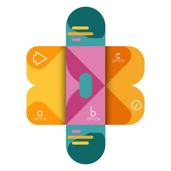 Infografik Option und Schritt für Schritt in abgerundeten Quadraten, Element von Diagramm, Diagramm, Diagramm mit Optionen, Teilen, Prozessen — Stockvektor