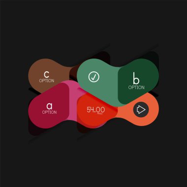 Düz tasarım geometrik infographics, ok şekli vektör etiket veya etiket, Fiyat etiketleri, promosyon rozet, simgesi tasarım, kağıt tarzı düzeni verileri grafik görselleştirme adım adım süreci için için teklif