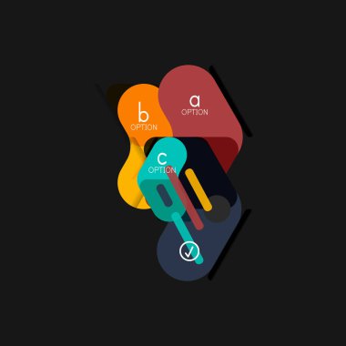 Düz tasarım geometrik infographics, ok şekli vektör etiket veya etiket, Fiyat etiketleri, promosyon rozet, simgesi tasarım, kağıt tarzı düzeni verileri grafik görselleştirme adım adım süreci için için teklif