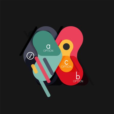 Düz tasarım geometrik infographics, ok şekli vektör etiket veya etiket, Fiyat etiketleri, promosyon rozet, simgesi tasarım, kağıt tarzı düzeni verileri grafik görselleştirme adım adım süreci için için teklif