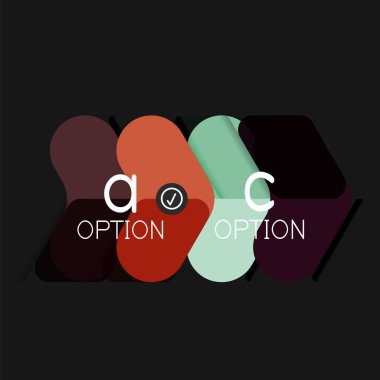 Düz tasarım geometrik infographics, ok şekli vektör etiket veya etiket, Fiyat etiketleri, promosyon rozet, simgesi tasarım, kağıt tarzı düzeni verileri grafik görselleştirme adım adım süreci için için teklif