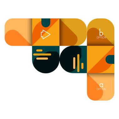 Infographics seçeneği ve adım adım içinde yuvarlak kareler, grafik, grafik, diyagram seçenekleri, parçalar, süreçleri ile unsuru