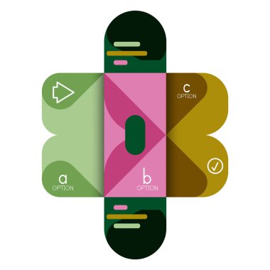 Infographics seçeneği ve adım adım içinde yuvarlak kareler, grafik, grafik, diyagram seçenekleri, parçalar, süreçleri ile unsuru