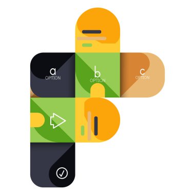 Infographics seçeneği ve adım adım içinde yuvarlak kareler, grafik, grafik, diyagram seçenekleri, parçalar, süreçleri ile unsuru