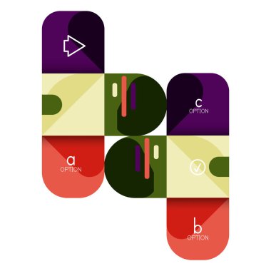 Infographics seçeneği ve adım adım içinde yuvarlak kareler, grafik, grafik, diyagram seçenekleri, parçalar, süreçleri ile unsuru