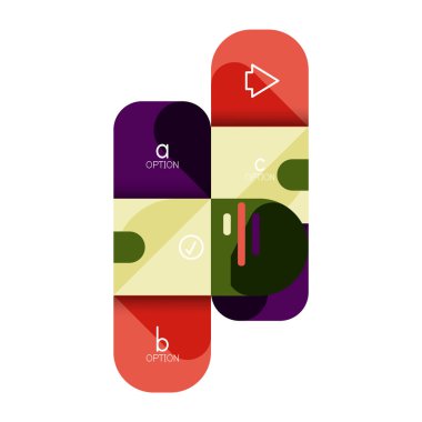 Infographics seçeneği ve adım adım içinde yuvarlak kareler, grafik, grafik, diyagram seçenekleri, parçalar, süreçleri ile unsuru