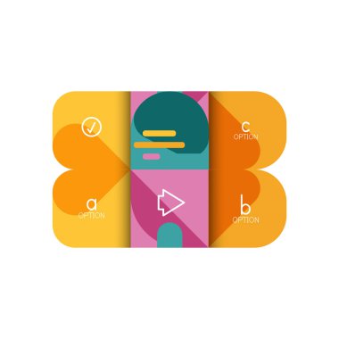 Infographics seçeneği ve adım adım içinde yuvarlak kareler, grafik, grafik, diyagram seçenekleri, parçalar, süreçleri ile unsuru