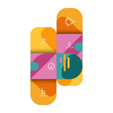 Infographics seçeneği ve adım adım içinde yuvarlak kareler, grafik, grafik, diyagram seçenekleri, parçalar, süreçleri ile unsuru