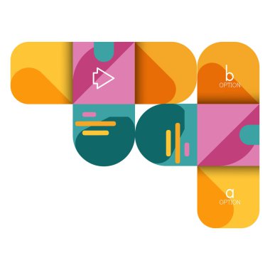 Infographics seçeneği ve adım adım içinde yuvarlak kareler, grafik, grafik, diyagram seçenekleri, parçalar, süreçleri ile unsuru