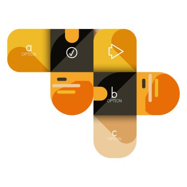 Infographics seçeneği ve adım adım içinde yuvarlak kareler, grafik, grafik, diyagram seçenekleri, parçalar, süreçleri ile unsuru