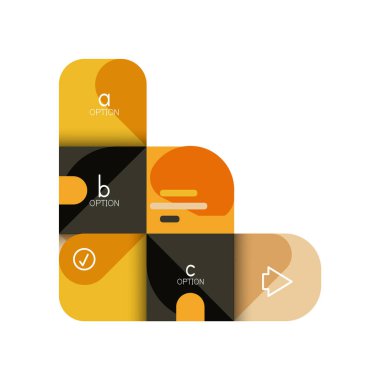 Infographics seçeneği ve adım adım içinde yuvarlak kareler, grafik, grafik, diyagram seçenekleri, parçalar, süreçleri ile unsuru