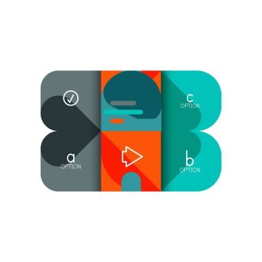 Infographics seçeneği ve adım adım içinde yuvarlak kareler, grafik, grafik, diyagram seçenekleri, parçalar, süreçleri ile unsuru. Sunuyu veya web bilgi ekranı için vektör iş şablonu