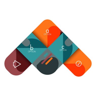 Infographics seçeneği ve adım adım içinde yuvarlak kareler, grafik, grafik, diyagram seçenekleri, parçalar, süreçleri ile unsuru