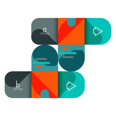 Infographics seçeneği ve adım adım içinde yuvarlak kareler, grafik, grafik, diyagram seçenekleri, parçalar, süreçleri ile unsuru