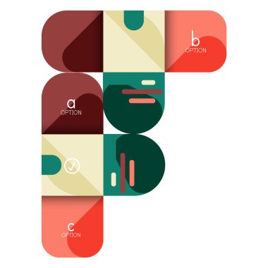 Infographics seçeneği ve adım adım içinde yuvarlak kareler, grafik, grafik, diyagram seçenekleri, parçalar, süreçleri ile unsuru