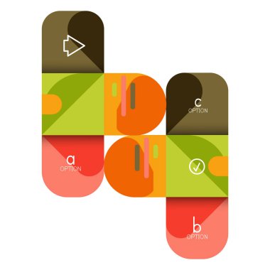 Infographics seçeneği ve adım adım içinde yuvarlak kareler, grafik, grafik, diyagram seçenekleri, parçalar, süreçleri ile unsuru