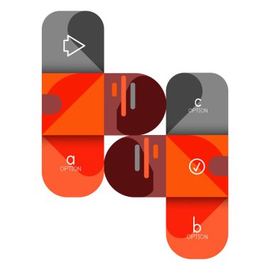 Infographics seçeneği ve adım adım içinde yuvarlak kareler, grafik, grafik, diyagram seçenekleri, parçalar, süreçleri ile unsuru