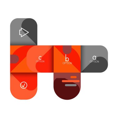 Infographics seçeneği ve adım adım içinde yuvarlak kareler, grafik, grafik, diyagram seçenekleri, parçalar, süreçleri ile unsuru