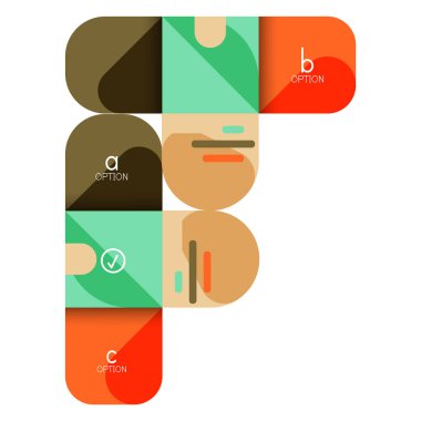 Infographics seçeneği ve adım adım içinde yuvarlak kareler, grafik, grafik, diyagram seçenekleri, parçalar, süreçleri ile unsuru