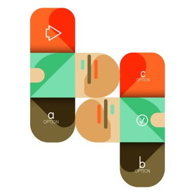 Infographics seçeneği ve adım adım içinde yuvarlak kareler, grafik, grafik, diyagram seçenekleri, parçalar, süreçleri ile unsuru