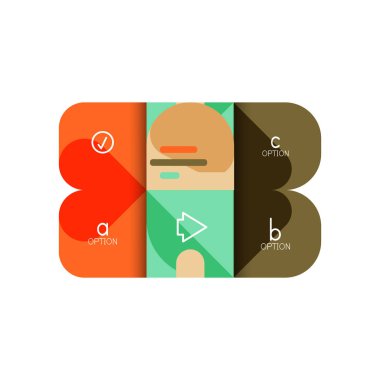 Infographics seçeneği ve adım adım içinde yuvarlak kareler, grafik, grafik, diyagram seçenekleri, parçalar, süreçleri ile unsuru