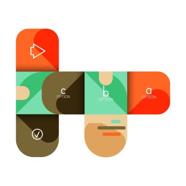 Infographics seçeneği ve adım adım içinde yuvarlak kareler, grafik, grafik, diyagram seçenekleri, parçalar, süreçleri ile unsuru