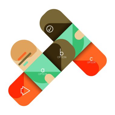 Infographics seçeneği ve adım adım içinde yuvarlak kareler, grafik, grafik, diyagram seçenekleri, parçalar, süreçleri ile unsuru