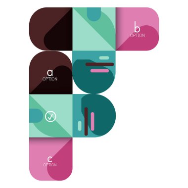 Infographics seçeneği ve adım adım içinde yuvarlak kareler, grafik, grafik, diyagram seçenekleri, parçalar, süreçleri ile unsuru