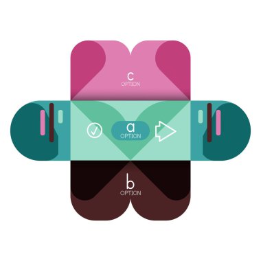 Infographics seçeneği ve adım adım içinde yuvarlak kareler, grafik, grafik, diyagram seçenekleri, parçalar, süreçleri ile unsuru