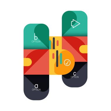 Infographics seçeneği ve adım adım içinde yuvarlak kareler, grafik, grafik, diyagram seçenekleri, parçalar, süreçleri ile unsuru