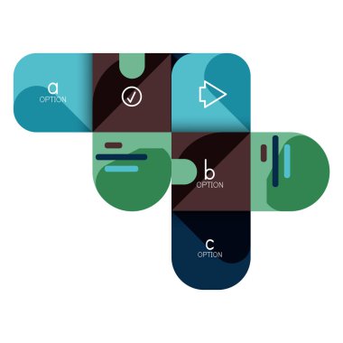 Infographics seçeneği ve adım adım içinde yuvarlak kareler, grafik, grafik, diyagram seçenekleri, parçalar, süreçleri ile unsuru