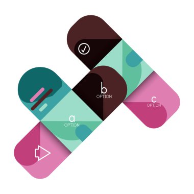 Infographics seçeneği ve adım adım içinde yuvarlak kareler, grafik, grafik, diyagram seçenekleri, parçalar, süreçleri ile unsuru