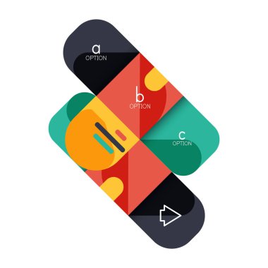 Infographics seçeneği ve adım adım içinde yuvarlak kareler, grafik, grafik, diyagram seçenekleri, parçalar, süreçleri ile unsuru