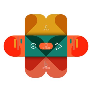 Infographics seçeneği ve adım adım içinde yuvarlak kareler, grafik, grafik, diyagram seçenekleri, parçalar, süreçleri ile unsuru