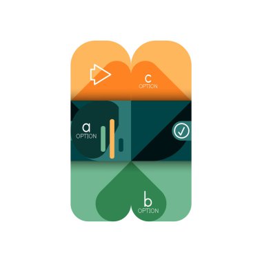 Infographics seçeneği ve adım adım içinde yuvarlak kareler, grafik, grafik, diyagram seçenekleri, parçalar, süreçleri ile unsuru