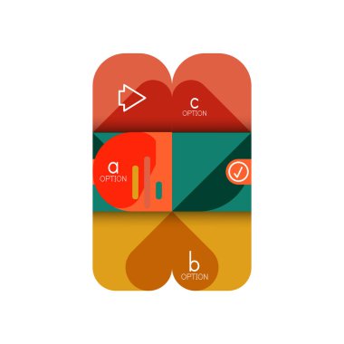 Infographics seçeneği ve adım adım içinde yuvarlak kareler, grafik, grafik, diyagram seçenekleri, parçalar, süreçleri ile unsuru