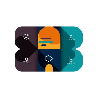 Infographics seçeneği ve adım adım içinde yuvarlak kareler, grafik, grafik, diyagram seçenekleri, parçalar, süreçleri ile unsuru