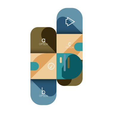 Infographics seçeneği ve adım adım içinde yuvarlak kareler, grafik, grafik, diyagram seçenekleri, parçalar, süreçleri ile unsuru