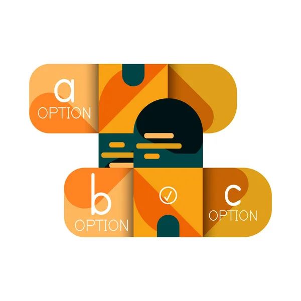 Opzione infografica e passo dopo passo in quadrati arrotondati, elemento del grafico, grafico, diagramma con opzioni, parti, processi — Vettoriale Stock